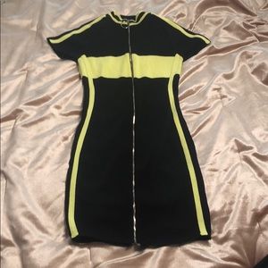 Black and Yellow Fitted Dress